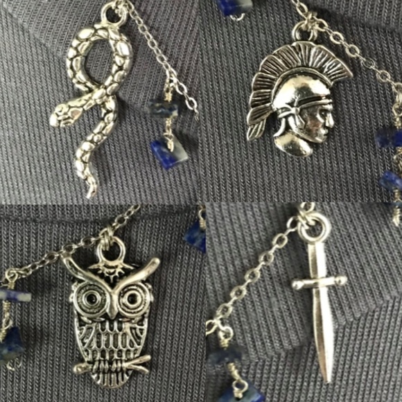 Athena Minerva Greek Roman Goddess Wisdom & War Handmade Necklace, Lapis Lazuli - Picture 5 of 15